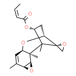 ChemSpider 2D Image | Trichothec-9-en-4-ol, 7,8:12,13-diepoxy-, (2Z)-2-butenoate, (4Î²,7Î²,8Î²)- | C19H24O5