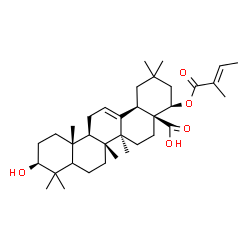 ChemSpider 2D Image | (3beta,5xi,18alpha,22beta)-3-Hydroxy-22-{[(2E)-2-methyl-2-butenoyl]oxy}olean-12-en-28-oic acid | C35H54O5