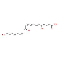 ChemSpider 2D Image | (5S,6E,8E,10Z,12S,14Z)-5,12,20-Trihydroxy-6,8,10,14-icosatetraenoic acid | C20H32O5