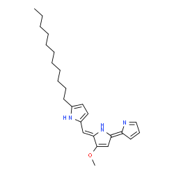 ChemSpider 2D Image | 2-{(Z)-[(5Z)-3-Methoxy-5-(2H-pyrrol-2-ylidene)-1,5-dihydro-2H-pyrrol-2-ylidene]methyl}-5-undecyl-1H-pyrrole | C25H35N3O