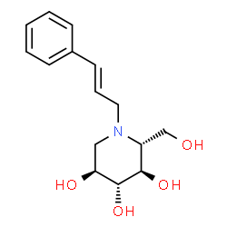 ChemSpider 2D Image | 3,4,5-Piperidinetriol, 2-(hydroxymethyl)-1-(3-phenyl-2-propenyl)-, (2R,3R,4R,5S)- | C15H21NO4