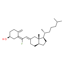 ChemSpider 2D Image | (1S,3E)-3-[(2E)-1-Fluoro-2-{(3R,3aS,7aS)-3a-methyl-3-[(2R)-6-methyl-2-heptanyl]octahydro-5H-inden-5-ylidene}ethylidene]-4-methylenecyclohexanol | C27H43FO