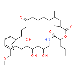 ChemSpider 2D Image | (12E)-16-Ethyl-6,8,9-trihydroxy-12-(methoxymethyl)-25,27-dimethyl-2-propyl-1-oxa-4-azacyclooctacosa-12,14-diene-3,20,28-trione | C35H61NO8