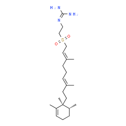 ChemSpider 2D Image | 2-[2-({(2E,6E)-3,7-Dimethyl-9-[(1S,6R)-1,2,6-trimethyl-2-cyclohexen-1-yl]-2,6-nonadien-1-yl}sulfonyl)ethyl]guanidine | C23H41N3O2S