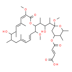 ChemSpider 2D Image | Methyl 3-O-[(2E)-3-carboxy-2-propenoyl]-2,4-dideoxy-1-C-{3-hydroxy-4-[(4E,6E,12E,14E)-10-hydroxy-3,15-dimethoxy-7,9,11,13-tetramethyl-16-oxooxacyclohexadeca-4,6,12,14-tetraen-2-yl]-2-pentanyl}-4,5-dim
ethylpentopyranoside | C38H58O12