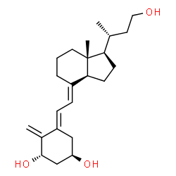 ChemSpider 2D Image | (1R,3S,5E)-5-[(2E)-2-{(1R,3aS,7aR)-1-[(2R)-4-Hydroxy-2-butanyl]-7a-methyloctahydro-4H-inden-4-ylidene}ethylidene]-4-methylene-1,3-cyclohexanediol | C23H36O3