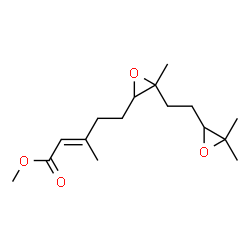 ChemSpider 2D Image | 2-Pentenoic acid, 5-(3-(2-(3,3-dimethyloxiranyl)ethyl)-3-methyloxiranyl)-3-methyl-, methyl ester | C16H26O4