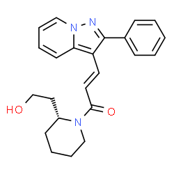 ChemSpider 2D Image | (2E)-1-[(2R)-2-(2-Hydroxyethyl)-1-piperidinyl]-3-(2-phenylpyrazolo[1,5-a]pyridin-3-yl)-2-propen-1-one | C23H25N3O2