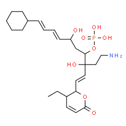 ChemSpider 2D Image | (1E,7E,9E)-3-(2-Aminoethyl)-10-cyclohexyl-1-(3-ethyl-6-oxo-3,6-dihydro-2H-pyran-2-yl)-3,6-dihydroxy-1,7,9-decatrien-4-yl dihydrogen phosphate | C25H40NO8P