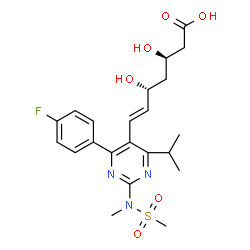 ChemSpider 2D Image | (3R,5R,6E)-7-{4-(4-Fluorophenyl)-6-isopropyl-2-[methyl(methylsulfonyl)amino]-5-pyrimidinyl}-3,5-dihydroxy-6-heptenoic acid | C22H28FN3O6S
