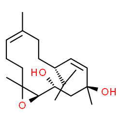 ChemSpider 2D Image | (1R,2R,4S,5Z,7S,10Z)-7-Isopropyl-4,10,14-trimethyl-15-oxabicyclo[12.1.0]pentadeca-5,10-diene-2,4-diol | C20H34O3