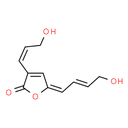 ChemSpider 2D Image | (5E)-5-[(2E)-4-Hydroxy-2-buten-1-ylidene]-3-[(1Z)-3-hydroxy-1-propen-1-yl]-2(5H)-furanone | C11H12O4