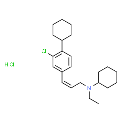 ChemSpider 2D Image | (Z)-N-(3-(3-Chloro-4-cyclohexylphenyl)-2-propenyl)-N-ethylcyclohexanamine hydrochloride | C23H35Cl2N