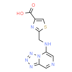 ChemSpider 2D Image | 2-[(Tetrazolo[1,5-a]pyrazin-5-ylamino)methyl]-1,3-thiazole-4-carboxylic acid | C9H7N7O2S