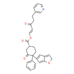 ChemSpider 2D Image | (1E)-3-Oxo-5-(3-pyridinyl)-1-penten-1-yl (1R)-4-(2H-cyclopenta[b]furan-5-yl)-3-oxo-4-phenylcyclohexanecarboxylate | C30H27NO5