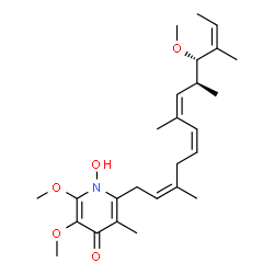 ChemSpider 2D Image | 1-Hydroxy-2,3-dimethoxy-6-[(2Z,5Z,7Z,9S,10S,11Z)-10-methoxy-3,7,9,11-tetramethyl-2,5,7,11-tridecatetraen-1-yl]-5-methyl-4(1H)-pyridinone | C26H39NO5