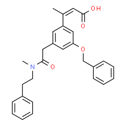 ChemSpider 2D Image | (2Z)-3-[3-(Benzyloxy)-5-{2-[methyl(2-phenylethyl)amino]-2-oxoethyl}phenyl]-2-butenoic acid | C28H29NO4