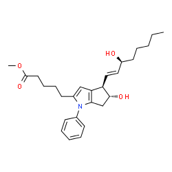 ChemSpider 2D Image | Methyl 5-{(4R,5R)-5-hydroxy-4-[(1E,3S)-3-hydroxy-1-octen-1-yl]-1-phenyl-1,4,5,6-tetrahydrocyclopenta[b]pyrrol-2-yl}pentanoate | C27H37NO4