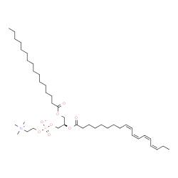 ChemSpider 2D Image | (2R)-2-[(9Z,11Z,13Z,15Z)-9,11,13,15-Octadecatetraenoyloxy]-3-(palmitoyloxy)propyl 2-(trimethylammonio)ethyl phosphate | C42H76NO8P