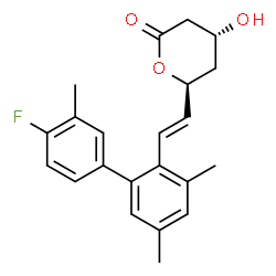 ChemSpider 2D Image | (4R,6S)-6-[(E)-2-(4'-Fluoro-3,3',5-trimethyl-2-biphenylyl)vinyl]-4-hydroxytetrahydro-2H-pyran-2-one | C22H23FO3