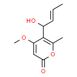ChemSpider 2D Image | 5-[(2E)-1-Hydroxy-2-buten-1-yl]-4-methoxy-6-methyl-2H-pyran-2-one | C11H14O4