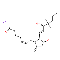 ChemSpider 2D Image | Potassium (5Z,11alpha,13E,15R)-11,15-dihydroxy-16,16-dimethyl-9-methyleneprosta-5,13-dien-1-oate | C23H37KO4
