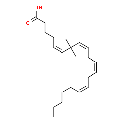 ChemSpider 2D Image | (5Z,8Z,11Z,14Z)-7,7-Dimethyl-5,8,11,14-icosatetraenoic acid | C22H36O2