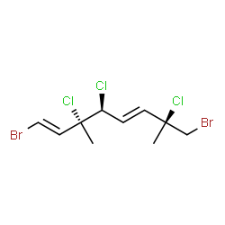 ChemSpider 2D Image | (1E,3R,4S,5E,7S)-1,8-Dibromo-3,4,7-trichloro-3,7-dimethyl-1,5-octadiene | C10H13Br2Cl3