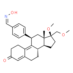 ChemSpider 2D Image | (11beta,17beta)-11-{4-[(Z)-(Hydroxyimino)methyl]phenyl}-17-methoxy-17-(methoxymethyl)estra-4,9-dien-3-one | C28H35NO4