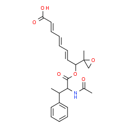 ChemSpider 2D Image | (2E,4E,6E)-8-[(N-Acetyl-beta-methylphenylalanyl)oxy]-8-(2-methyl-2-oxiranyl)-2,4,6-octatrienoic acid | C23H27NO6