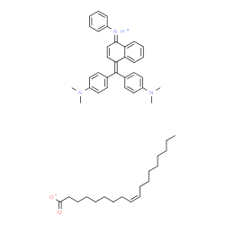 ChemSpider 2D Image | (1E)-4-{Bis[4-(dimethylamino)phenyl]methylene}-N-phenyl-1(4H)-naphthaleniminium (9Z)-9-octadecenoate | C51H65N3O2