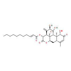 ChemSpider 2D Image | (1beta,11alpha,12alpha,15beta)-1,11,12-Trihydroxy-2,16-dioxo-11,20-epoxypicrasa-3,13(21)-dien-15-yl (2E)-2-undecenoate | C31H42O9