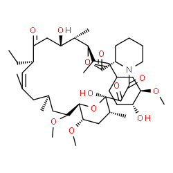 ChemSpider 2D Image | (1R,9S,12S,13S,14S,17R,21S,24R,25S,27R)-17-Ethyl-1,14-dihydroxy-12-{(1E)-1-[(3R,4R)-4-hydroxy-3-methoxycyclohexyl]-1-propen-2-yl}-23,25-dimethoxy-13,19,21,27-tetramethyl-11,28-dioxa-4-azatricyclo[22.3
.1.0~4,9~]octacos-18-ene-2,3,10,16-tetrone | C43H69NO12