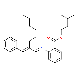 ChemSpider 2D Image | 3-Methylbutyl 2-((2-(phenylmethylene)octylidene)amino)benzoate | C27H35NO2