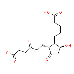 ChemSpider 2D Image | 6-{(1R,2R,3S)-2-[(2Z)-4-Carboxy-2-buten-1-yl]-3-hydroxy-5-oxocyclopentyl}-4-oxohexanoic acid | C16H22O7