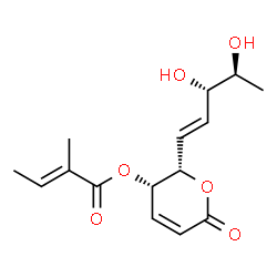 ChemSpider 2D Image | (2S,3S)-2-[(1E,3S,4S)-3,4-Dihydroxy-1-penten-1-yl]-6-oxo-3,6-dihydro-2H-pyran-3-yl (2E)-2-methyl-2-butenoate | C15H20O6