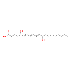 ChemSpider 2D Image | (5R,6E,8E,10E,12S)-5,12-Dihydroxy-6,8,10-icosatrienoic acid | C20H34O4