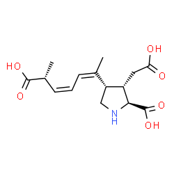 ChemSpider 2D Image | (3S,4S)-4-[(2Z,4Z,6R)-6-Carboxy-2,4-heptadien-2-yl]-3-(carboxymethyl)-L-proline | C15H21NO6