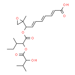 ChemSpider 2D Image | (2E,4E,6E)-8-({2-[(2-Hydroxy-3-methylbutanoyl)oxy]-3-methylpentanoyl}oxy)-8-(2-methyl-2-oxiranyl)-2,4,6-octatrienoic acid | C22H32O8