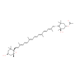 ChemSpider 2D Image | (3S,3'S,5R,5'R,6S)-3,5'-Dihydroxy-6',7'-didehydro-5,5',6,6'-tetrahydro-5,6-epoxy-beta,beta-caroten-3'-yl acetate | C42H58O5