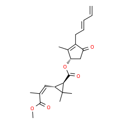 ChemSpider 2D Image | (1S)-2-Methyl-4-oxo-3-[(2E)-2,4-pentadien-1-yl]-2-cyclopenten-1-yl (1R,3R)-3-[(1Z)-3-methoxy-2-methyl-3-oxo-1-propen-1-yl]-2,2-dimethylcyclopropanecarboxylate | C22H28O5