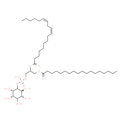 ChemSpider 2D Image | (2R)-1-[(Hydroxy{[(2S,3R,5S,6S)-2,3,4,5,6-pentahydroxycyclohexyl]oxy}phosphoryl)oxy]-3-(stearoyloxy)-2-propanyl (9Z,12Z)-9,12-octadecadienoate | C45H83O13P