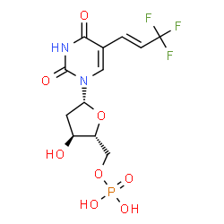 ChemSpider 2D Image | 2'-Deoxy-5-[(1E)-3,3,3-trifluoro-1-propen-1-yl]uridine 5'-(dihydrogen phosphate) | C12H14F3N2O8P