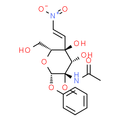 ChemSpider 2D Image | Phenyl 2-C-acetamido-2-O-methyl-4-C-[(E)-2-nitrovinyl]-beta-D-mannopyranoside | C17H22N2O9