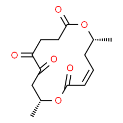 ChemSpider 2D Image | (3Z,6R,14R)-6,14-Dimethyl-1,7-dioxacyclotetradec-3-ene-2,8,11,12-tetrone | C14H18O6