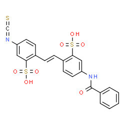 ChemSpider 2D Image | 5-(Benzoylamino)-2-[(E)-2-(4-isothiocyanato-2-sulfophenyl)vinyl]benzenesulfonic acid | C22H16N2O7S3