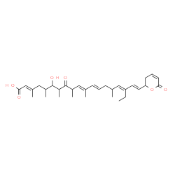 ChemSpider 2D Image | (2E,10E,12E,16E,18E)-17-Ethyl-6-hydroxy-3,5,7,9,11,15-hexamethyl-8-oxo-19-(6-oxo-3,6-dihydro-2H-pyran-2-yl)-2,10,12,16,18-nonadecapentaenoic acid | C32H46O6