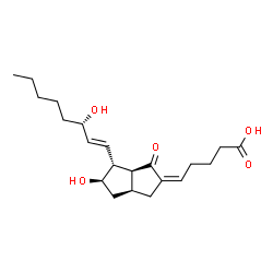 ChemSpider 2D Image | (5Z)-5-[(3aS,5R,6R,6aS)-5-Hydroxy-6-[(1E,3S)-3-hydroxy-1-octen-1-yl]-1-oxohexahydro-2(1H)-pentalenylidene]pentanoic acid | C21H32O5