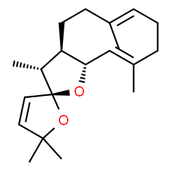 ChemSpider 2D Image | (2R,3R,3aR,6E,10E,11aR)-3,5',5',6,10-Pentamethyl-3a,4,5,8,9,11a-hexahydro-3H,5'H-spiro[cyclodeca[b]furan-2,2'-furan] | C20H30O2