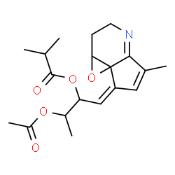 ChemSpider 2D Image | (1Z)-3-Acetoxy-1-(5-methyl-2,3-dihydrocyclopenta[b]oxireno[c]pyridin-7(1aH)-ylidene)-2-butanyl 2-methylpropanoate | C19H25NO5